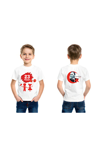 CACTUS COLLECTION ДЕТСКА ТЕНИСКА С ПРИНТ „23 АПРИЛ“ ОТ ПРЕДНА И ЗАДНА ЧАСТ 2