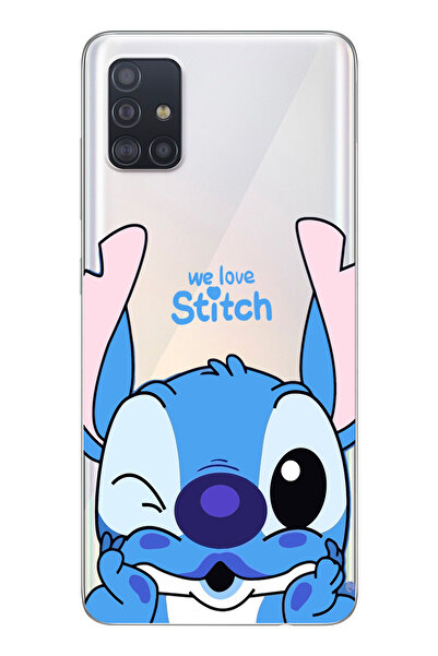 Magic Ring Samsung Galaxy M31S Uyumlu We Love Stitch Desenli Şeffaf Telefon Kılıfı