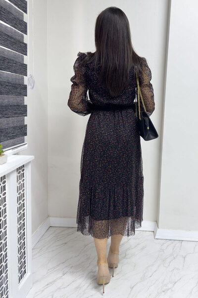 zks grup tekstil Γυναικείο Μίνι Μίνι Φλοράλ Φόρεμα με στάμπα μεγάλου μεγέθους με ζώνη