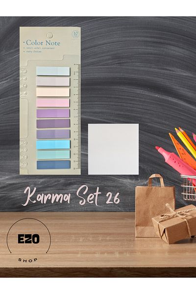EZOSHOP 2 Piece Set Postit / Karenot 76x76cm Transparent Stylish Note Kagidi Kirtasiye Post It Mixed Set 26