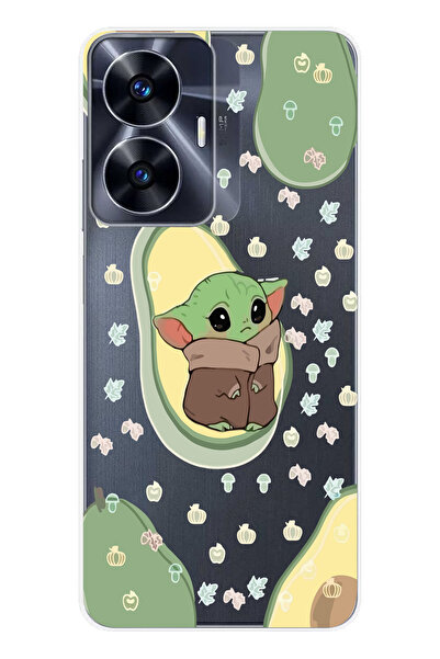 Magic Ring Realme C55 Uyumlu Baby Yoda Desenli Şeffaf Telefon Kılıfı