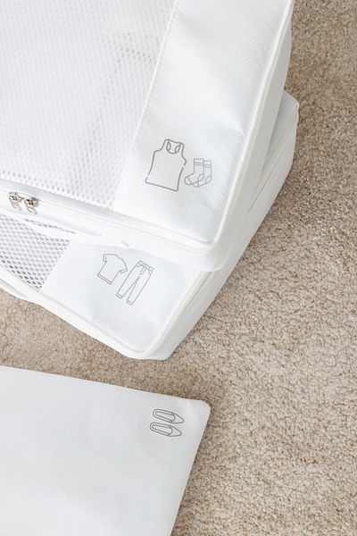 REKHOME 3-Piece White Suitcase Organizer Suitcase Organizer Set Travel Case