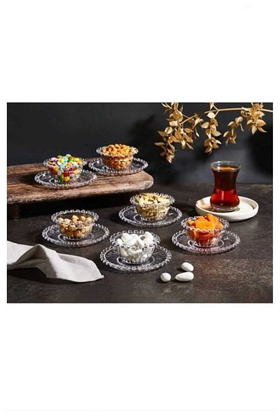 JHTshop i 12 Piece Beaded Breakfast Set Sauce Bowl and Snack Bowl (Not Glass)