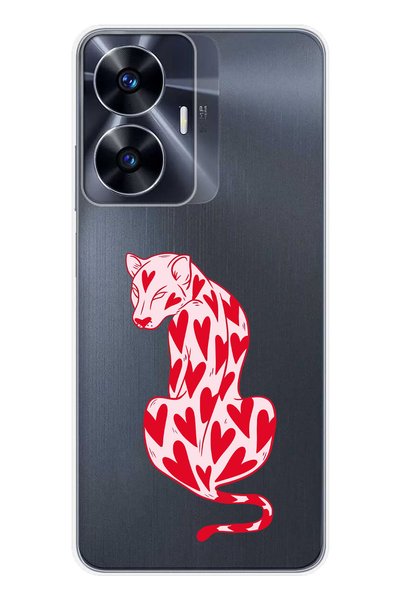 Magic Ring Realme C55 Compatible Cheetah and Heart Pattern Transparent Phone ...