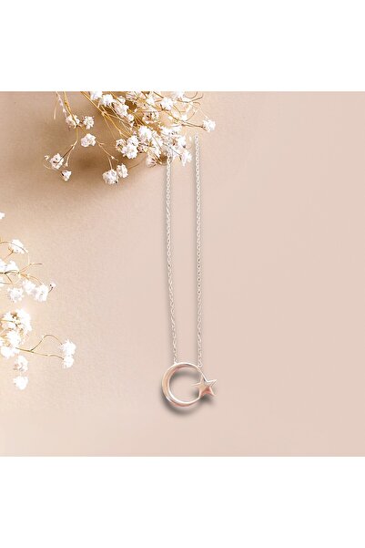 Zeyn Gümüş Kolye Ayyıldızlı Türk Bayrağı