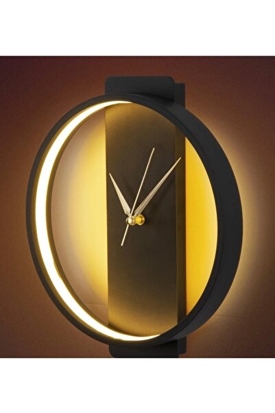 Genel Markalar DEKORATİF LEDLİ SİYAH DUVAR SAATİ