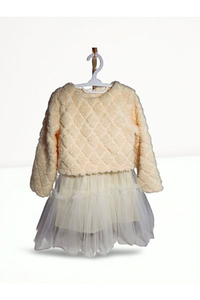 MİM Winter Girl Dress with Plush Tutu Skirt