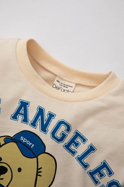 DeFacto Baby Boy Crew Neck Bear Printed Long Sleeve T-Shirt C3607a524sp