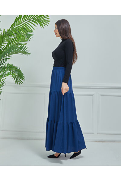 comstar Kék szezonális réteges kényelmes szoknya, pamut hosszú szoknya, alkalmi szoknya, kényelmes szoknya, hidzsáb szoknya