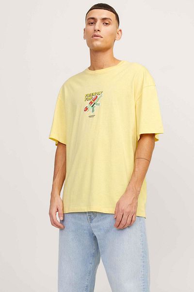 Jack & Jones JORBLOCKPOP TEE SS CREW N Tricou galben pentru bărbați cu mânecă scurtă