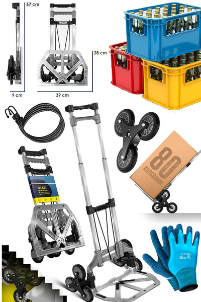 STAXX POWER Merdiven Çıkabilen 80 kg Kapasiteli Koli Yük Paket Taşıma Arabası...
