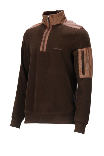 Shinzone Erkek Standart Fit Yarım Fermuarlı Koyu Kahverengi Sweatshirt