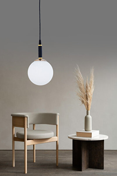 ŞL Şef Light Sarkıt Parla Tekli Siyah Beyaz Camlı Avize