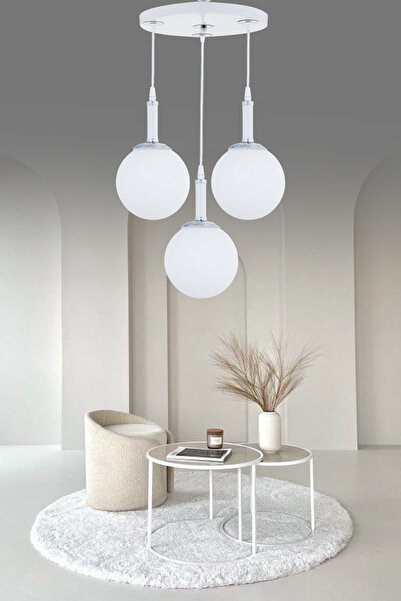 ŞL Şef Light Sarkıt Parla Beyaz Tepsi 3'Lü Beyaz Camlı Avize