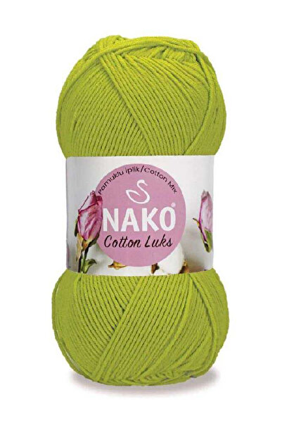 NAKO خيط قطن لوكس محبوك يدوياً 100 جرام رقم اللون: 97566 أخضر نيون