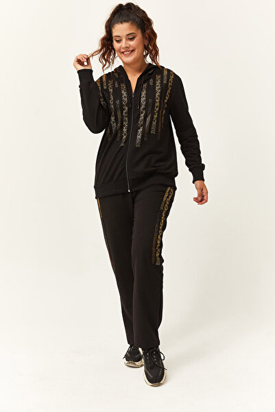 Ebsumu Γυναικείο σετ αθλητικής φόρμας με σχέδιο λεοπάρ πέτρας μεγάλου μεγέθους