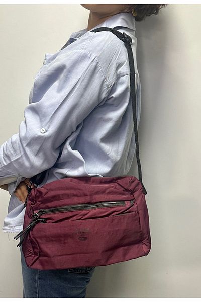 ÇÇS WOMEN'S BORDO COLOR CRINKY FABRIC WATERPROOF MULTI-EYED MAILMAN BAG KIPLINK HOOK 31475