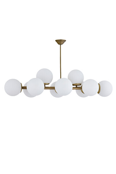 ŞL Şef Light Luxury Modern Tasarım Eskitme 10'lü Beyaz Glop Camlı Avize