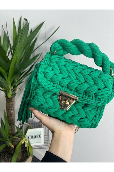 CHQEL Women's Green Love Colorful Evening Dress Peanut Model Handmade Crochet...