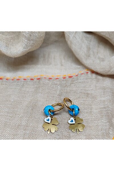 FOR YOU TAKI by Ezgi Kadın Çelik Nazar Boncuklu Yonca Kararmaz Küpe