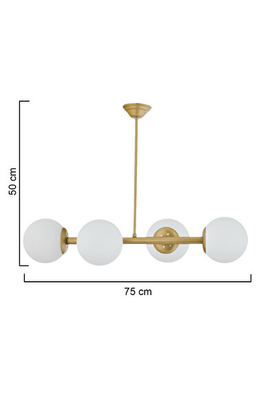 ŞL Şef Light Luxury Modern Tasarım Eskitme 4'lü Beyaz Glop Camlı Avize