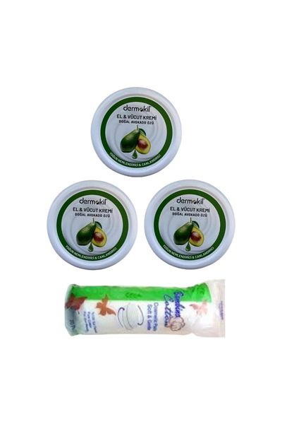 Dermokil Avocado Color Hand Cream - 3x220 ml + Make-up Cotton