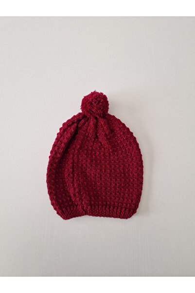 Butik Hobi Kafe 3-6 Ay Bordo El Örgüsü Bebek Beresi