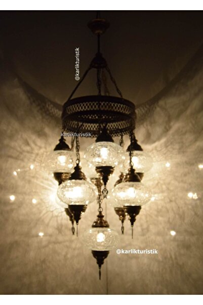 karlıkturistik Otantik Sarkıt Avize 8+1 Restorant Aydınlatması Tavan Lambası Osmanlı El Yapımı