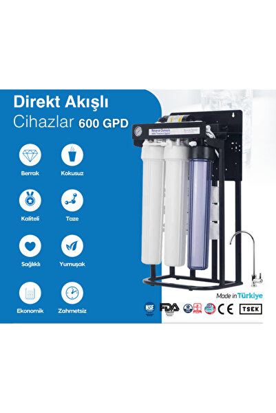 Buzsu 600 GPD Endüstriyel Su Arıtma Cihazı 80 Litre Çelik Tanklı