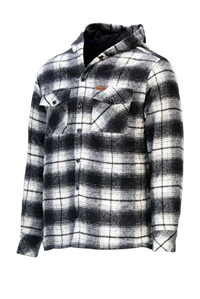 Shinzone Erkek Regular Fit Kapitoneli Kapüşonlu Çıtçıtlı Oduncu Siyah Gömlek