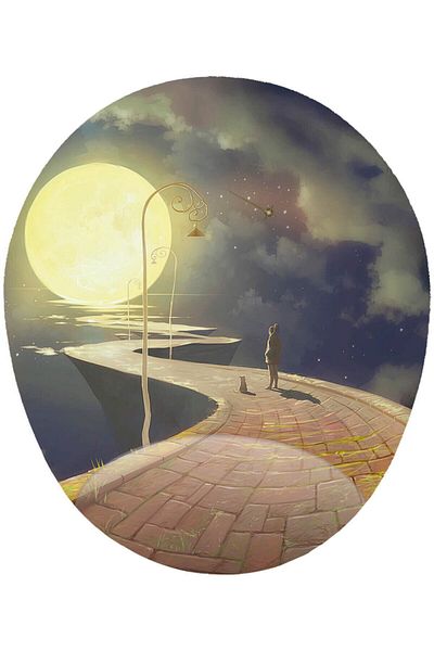MAĞAZA DEPOM Moon Cat And Woman Visual - Подложка за мишка с поддръжка на китката 20x23 см