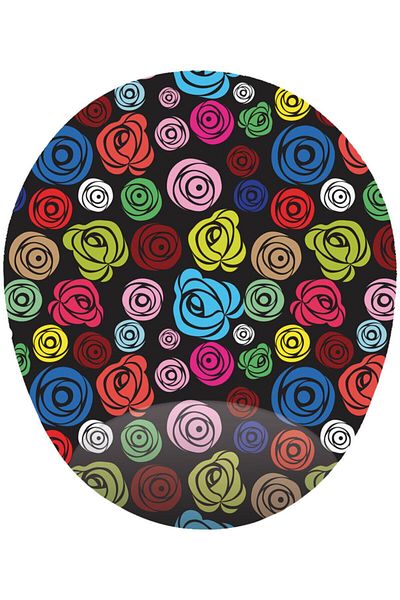 MAĞAZA DEPOM Визуална подложка за мишка с шарка на рози и опора за китката - Colorful Roses Visual