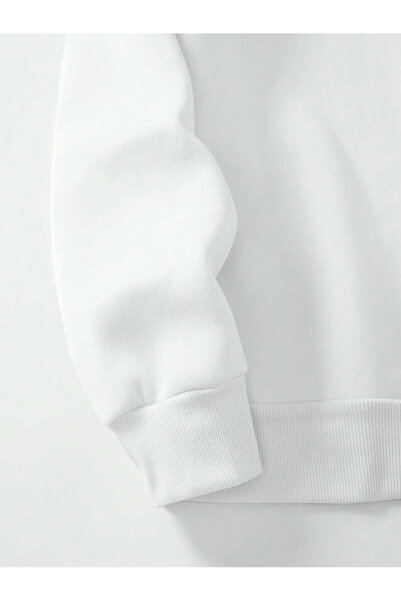 trendgar λευκό φούτερ με ψηλό γιακά oversize unisex φούτερ