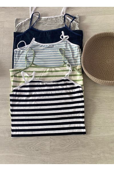 EBRULİ BUTİK06 5-Piece LICRACY STRIPED STRING WOMEN'S ATHLETE
