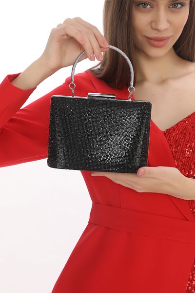 womenacs Culoare Neagră Stone Elegantă Rochie De Seară De Damă Poșetă Portofoliu Nou Sezon