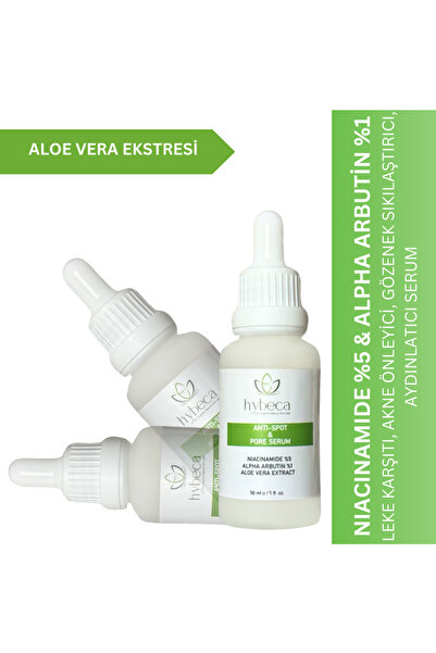 Niacinamide & Alpha Arbutin Leke ve Gözenek Serumu Aloe Vera Ekstreli Aydınlatıcı Temizleyici 30 ml