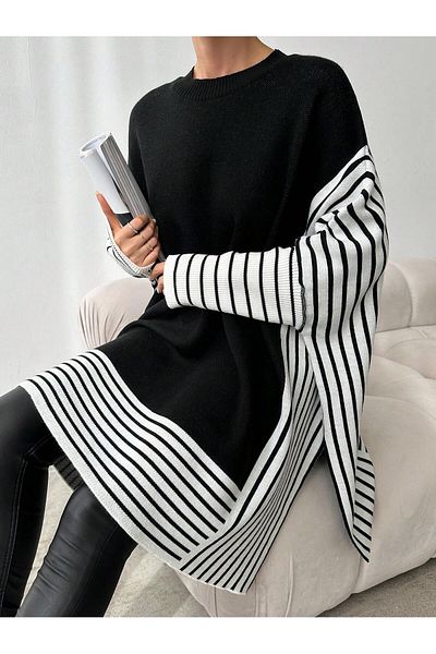 Kayaka triko striped tunic poncho