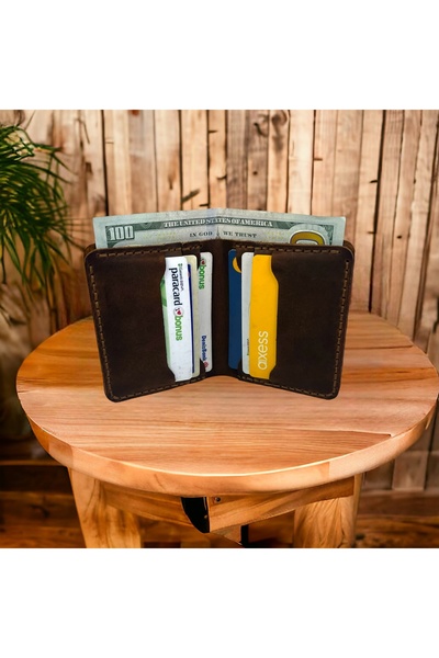 DeriDünyası حامل بطاقات محفظة من الجلد الطبيعي