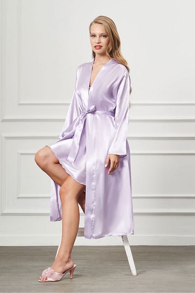 GIONA طقم ثوب نوم مزدوج مزين بالساتان