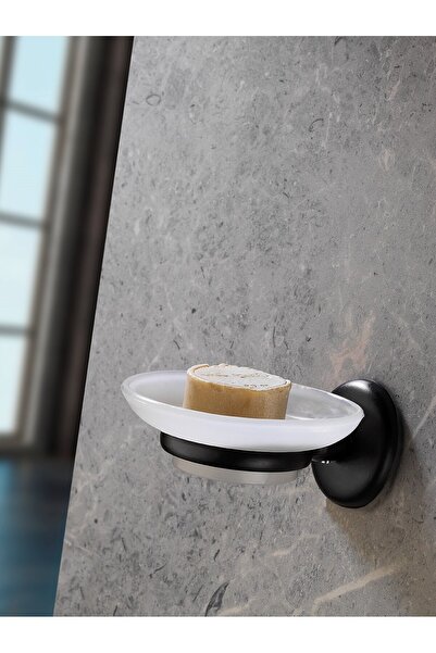 Sas Haus Čvrsti dozator za sapun sa lepljivom komorom, crni S-105