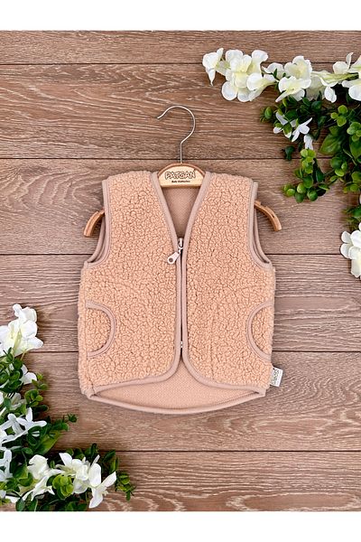 PATSAN Teddy Plush Baby Vest with Zipper Pocket