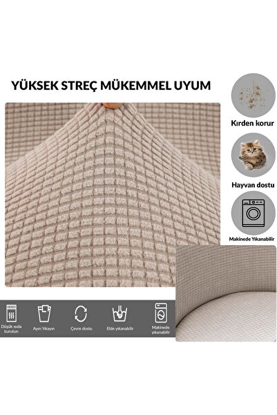 etleshome Pitikare Sandalye Kılıfı Retro Oval Sandalye Örtüsü 1 Adet Vizyon Renk