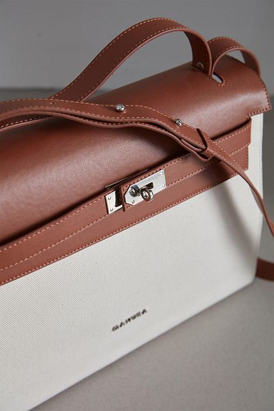Manuka CANVAS-TASCHE MIT LEDERDETAILLIERT NATUR