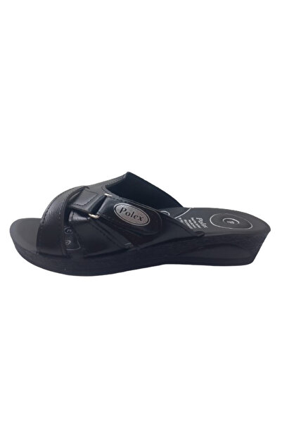 POLEX Γυναικείες μαύρες βέλκρο ορθοπεδική σόλα καθημερινά κομψές παντόφλες