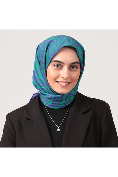 ipekistanbul Βαμβακερό μεταξωτό κασκόλ - Σπειροειδές σχέδιο - Πράσινο