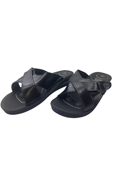 POLEX Γυναικείες μαύρες βέλκρο ορθοπεδική σόλα καθημερινά κομψές παντόφλες