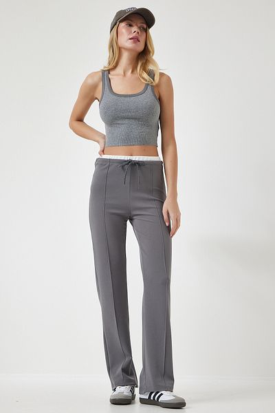 Happiness İstanbul Women's Smoked Lacing Detailed Knitted Trousers RV00157