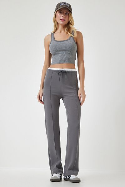 Happiness İstanbul Women's Smoked Lacing Detailed Knitted Trousers RV00157
