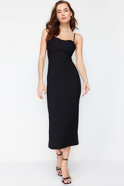 Trendyol Collection Black Maxi Dress with Pencil Skirt - Body Lines Revealing Strap Woven, TWOSS24EL00507