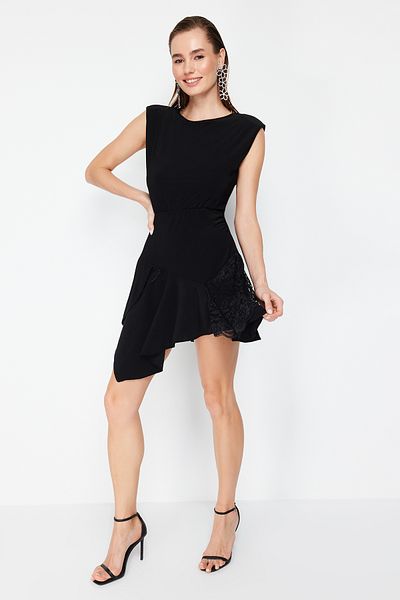 Trendyol Collection Black A-Cut Short Knitted Dress - TPRSS24EL00099